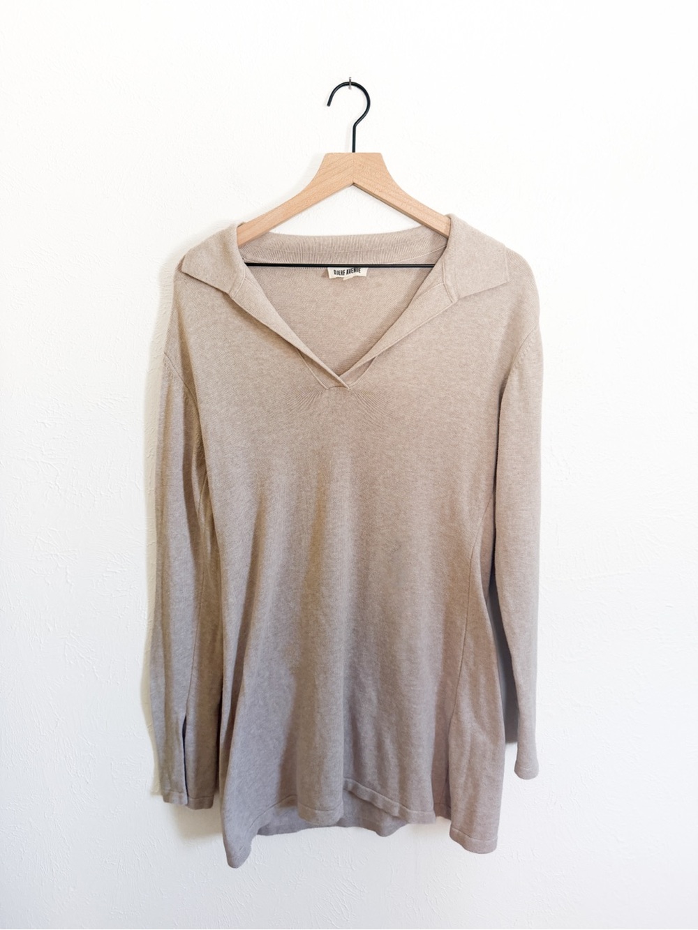 Djerf Avenue Getaway Neutral V-Neck Collared Getaway Dress